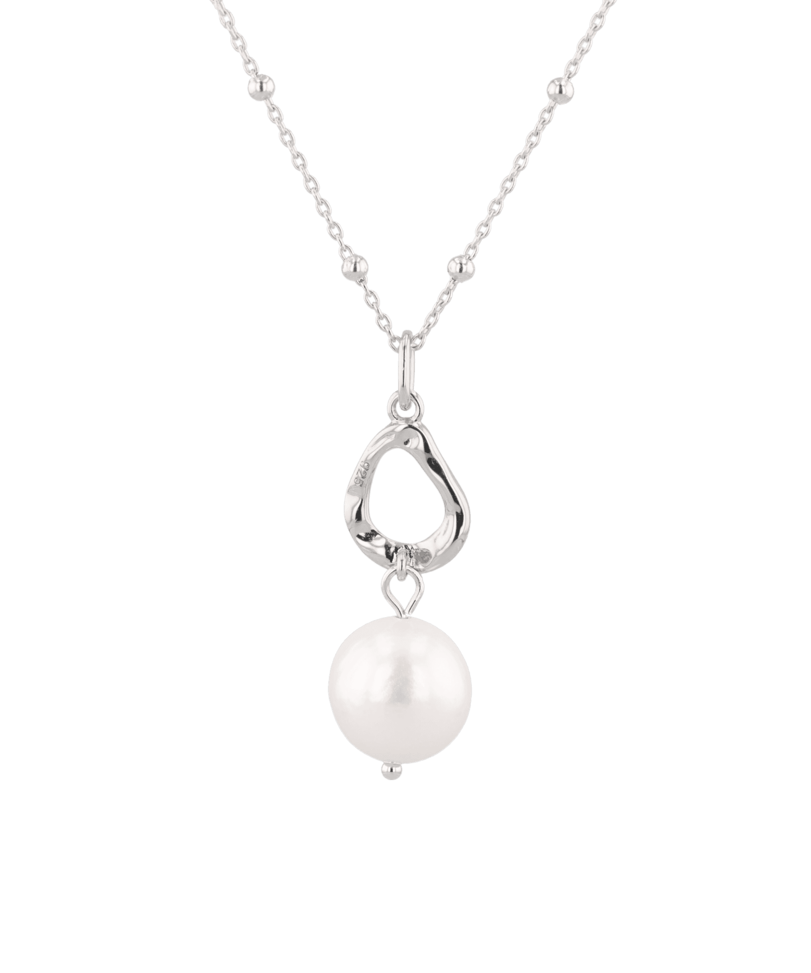 Mondello Silver Pearl Pendant by Lavana with sculptural teardrop and freshwater pearl