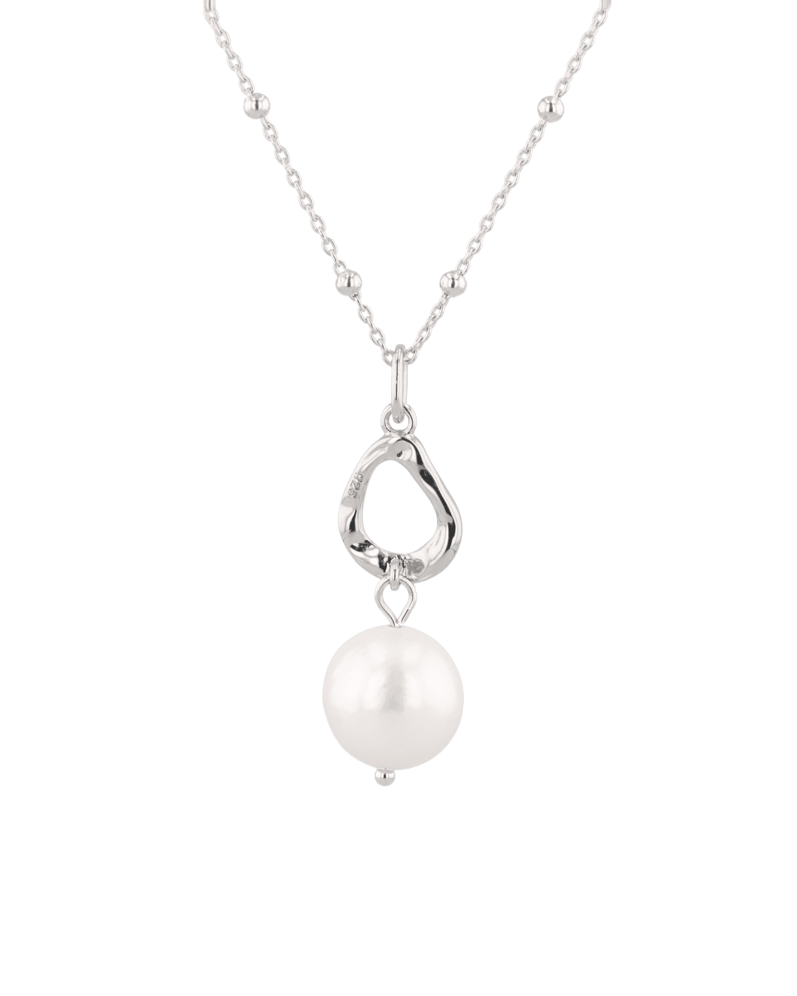 Mondello Silver Pearl Pendant by Lavana with sculptural teardrop and freshwater pearl