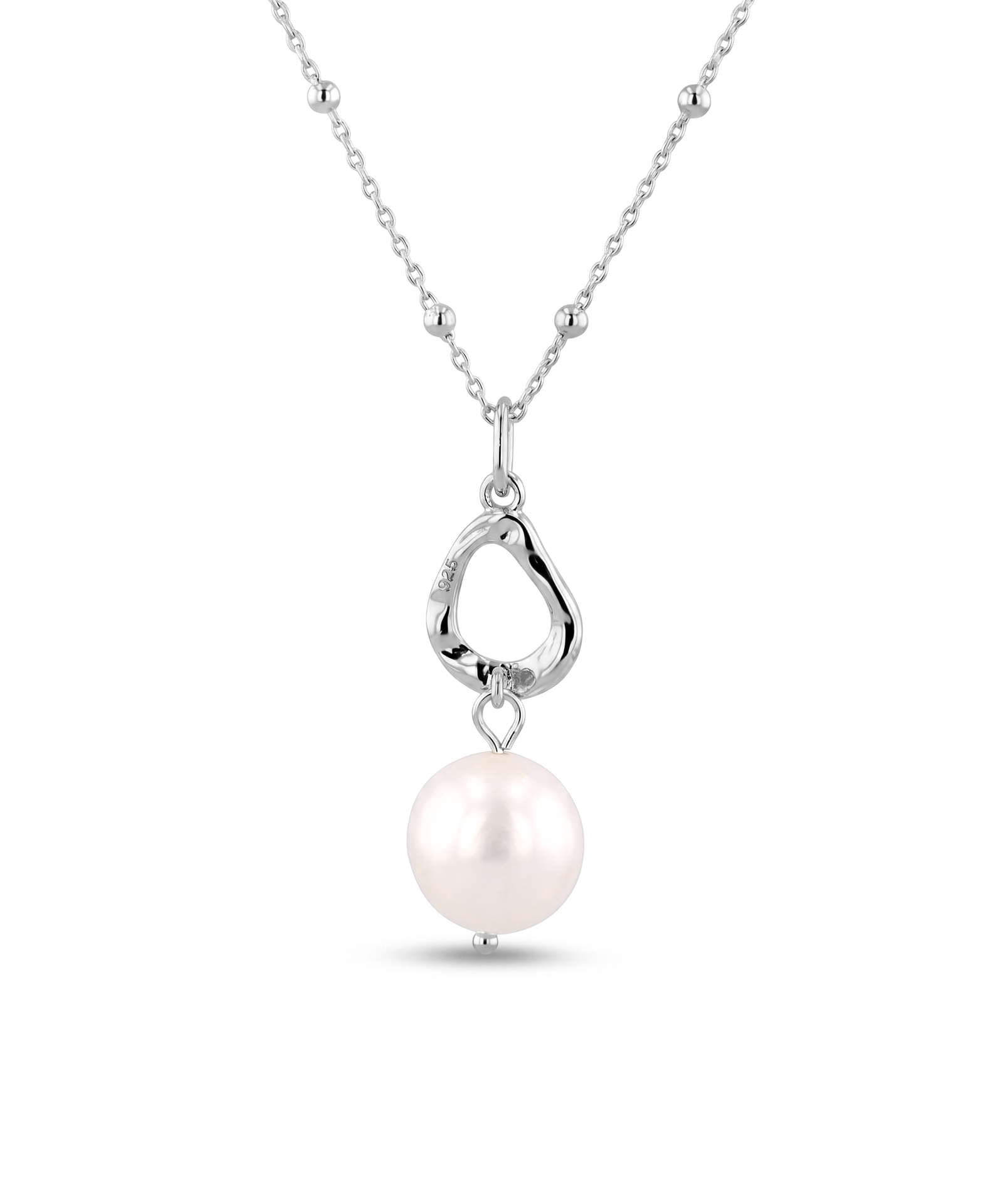 Mondello Silver Pearl Pendant by Lavana with sculptural teardrop and freshwater pearl