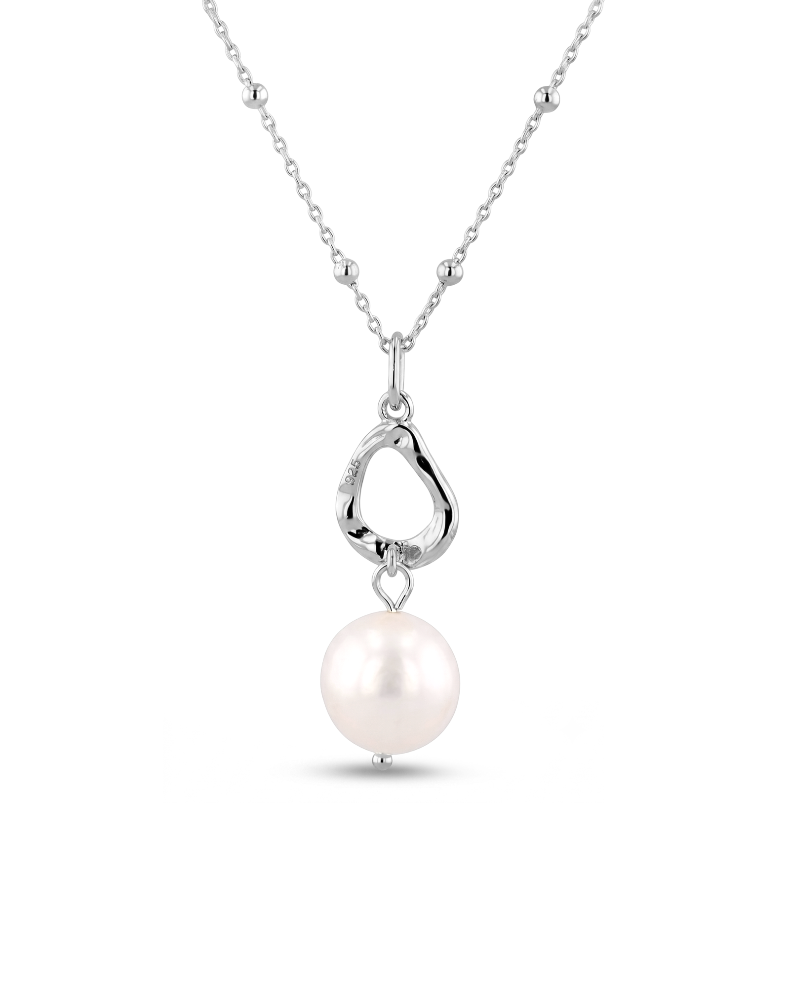 Mondello Silver Pearl Pendant by Lavana with sculptural teardrop and freshwater pearl