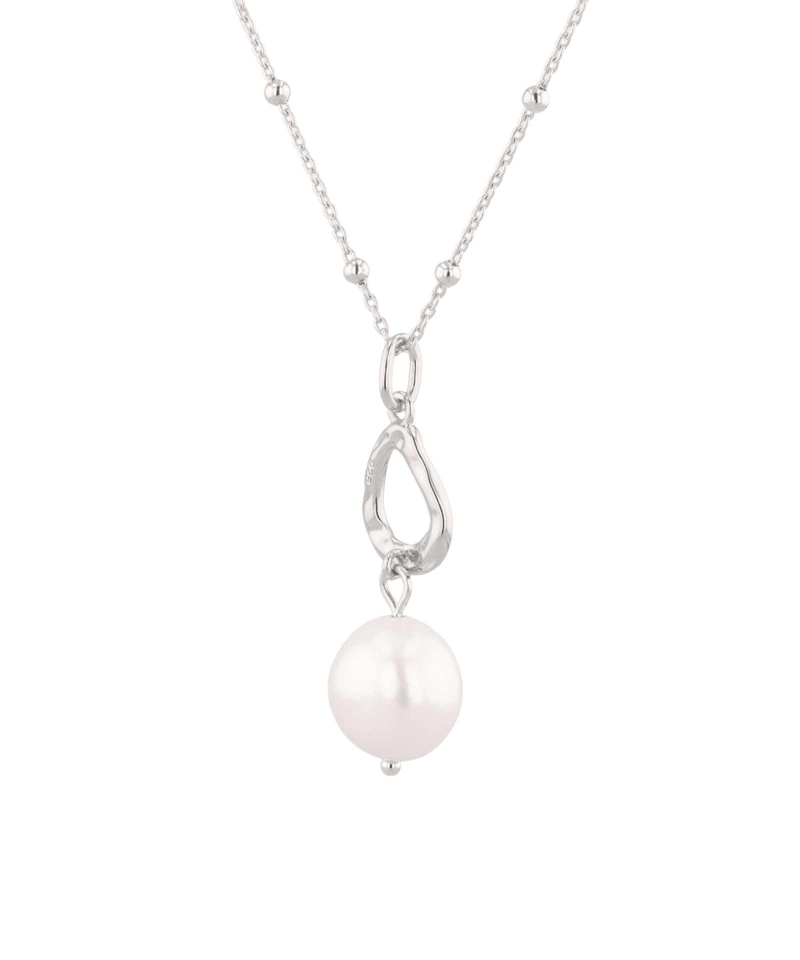 Mondello Silver Pearl Pendant by Lavana with sculptural teardrop and freshwater pearl