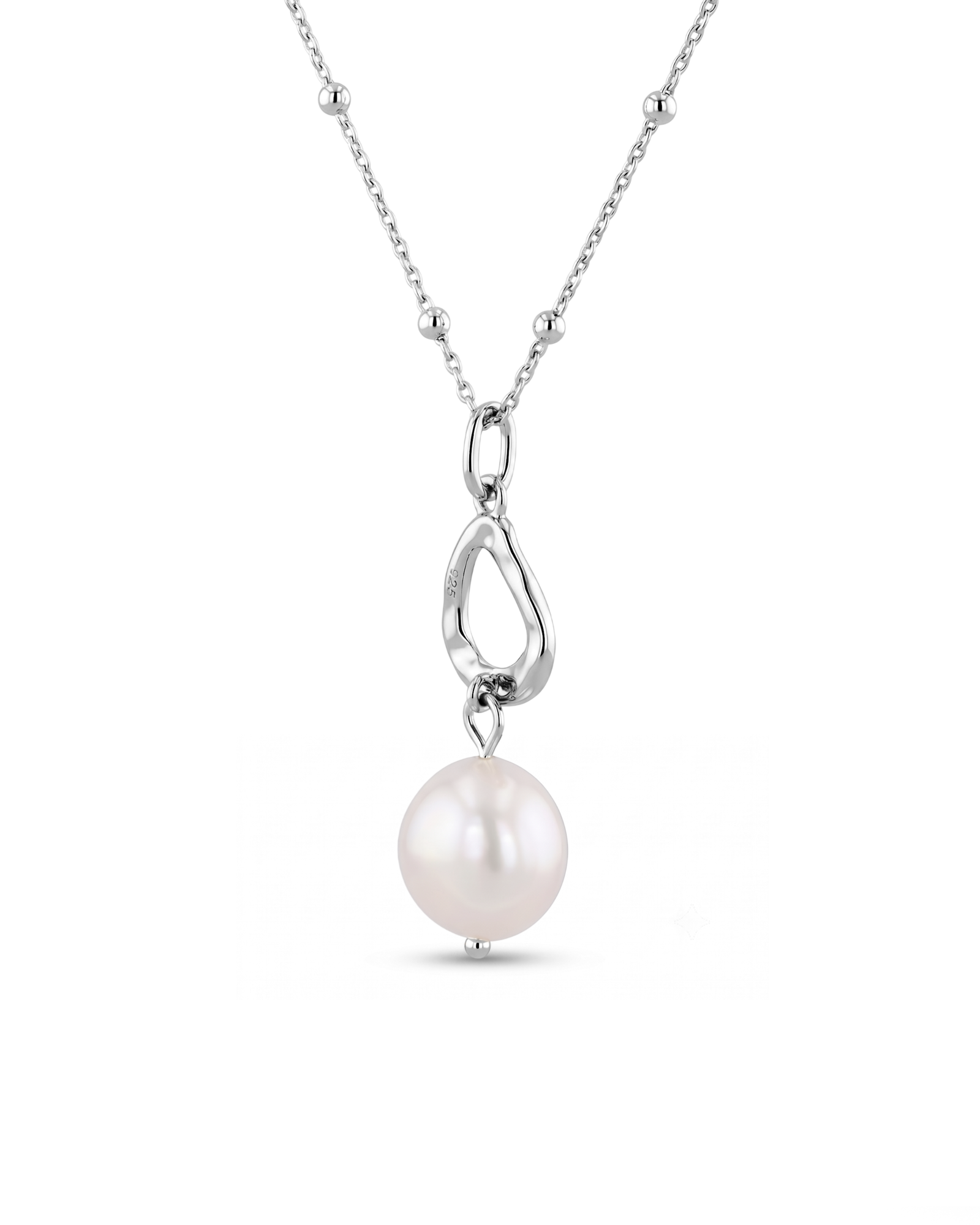 Mondello Silver Pearl Pendant by Lavana with sculptural teardrop and freshwater pearl
