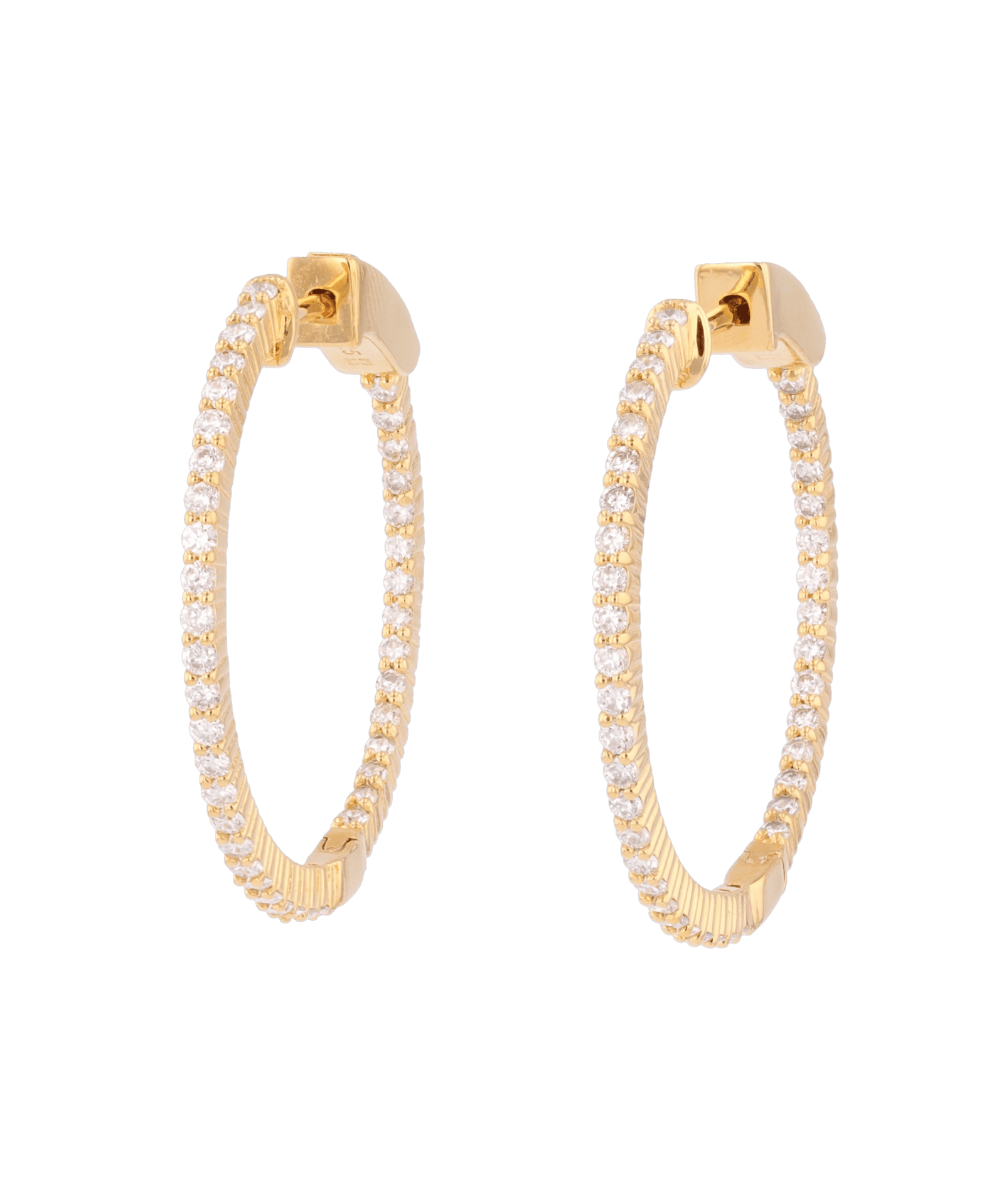 Monte Carlo Gold Diamond Hoop Earrings by Lavana 18k Gold Vermeil Pave Sparkling Lab Grown Diamonds