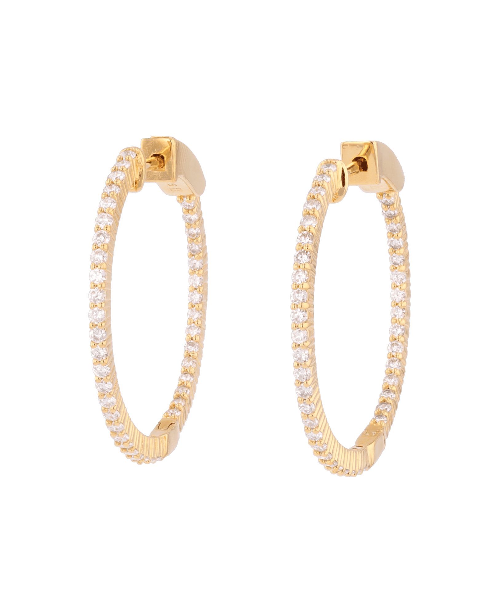 Monte Carlo Gold Diamond Hoop Earrings by Lavana 18k Gold Vermeil Pave Sparkling Lab Grown Diamonds