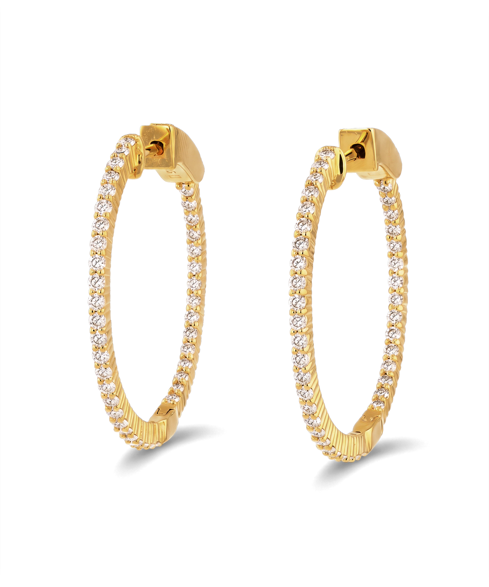 Monte Carlo Gold Diamond Hoop Earrings by Lavana 18k Gold Vermeil Pave Sparkling Lab Grown Diamonds
