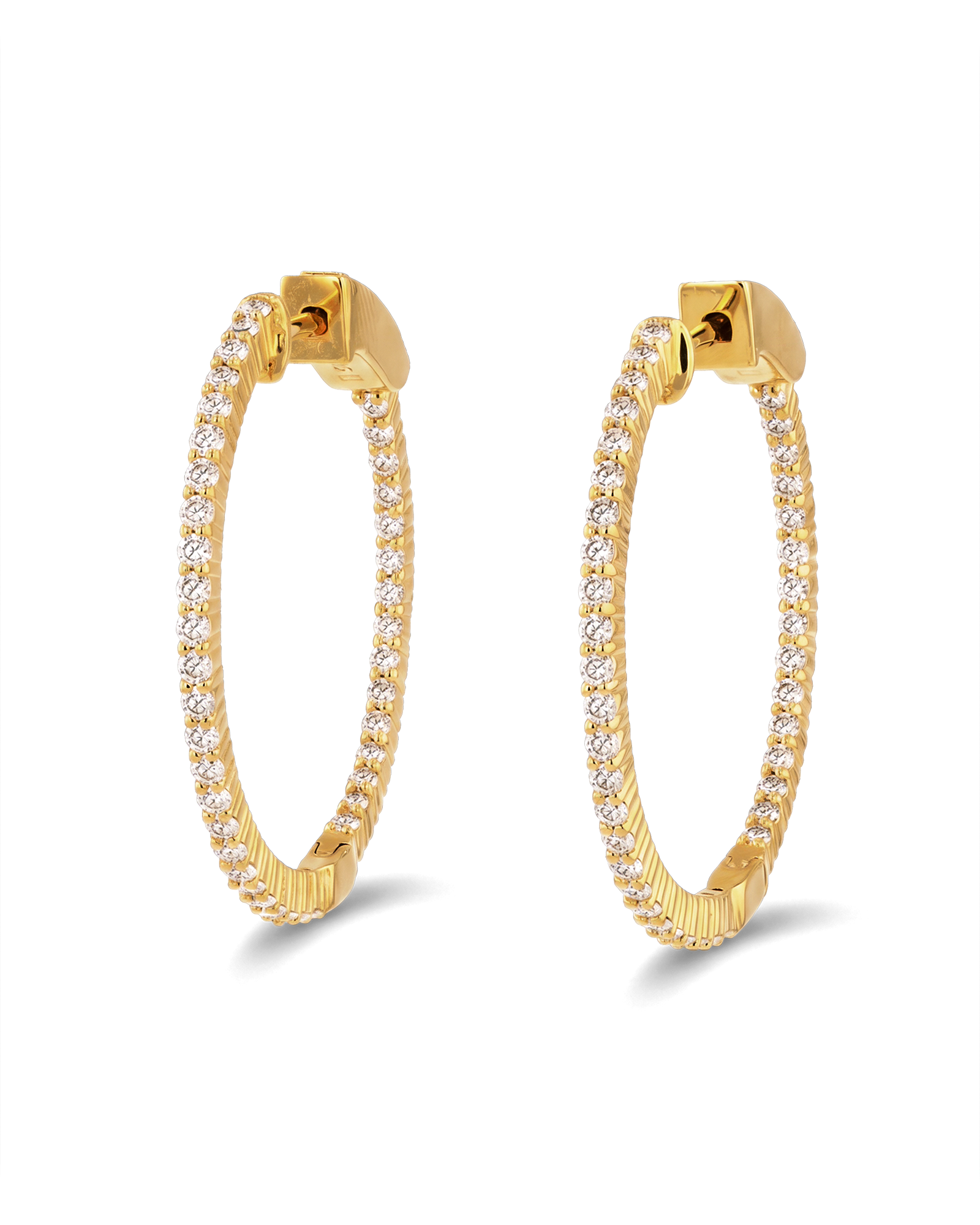 Monte Carlo Gold Diamond Hoop Earrings by Lavana 18k Gold Vermeil Pave Sparkling Lab Grown Diamonds