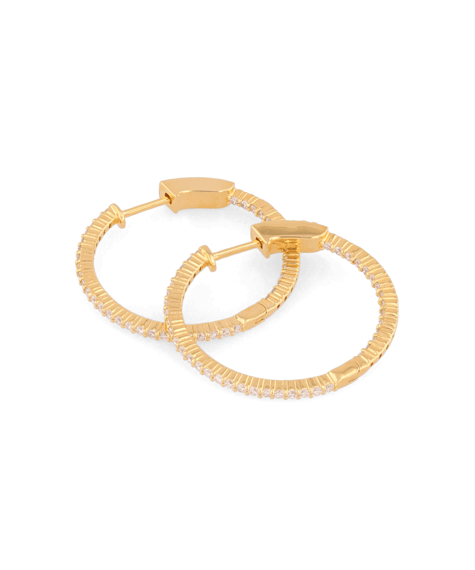Monte Carlo Gold Diamond Hoop Earrings by Lavana 18k Gold Vermeil Pave Sparkling Lab Grown Diamonds