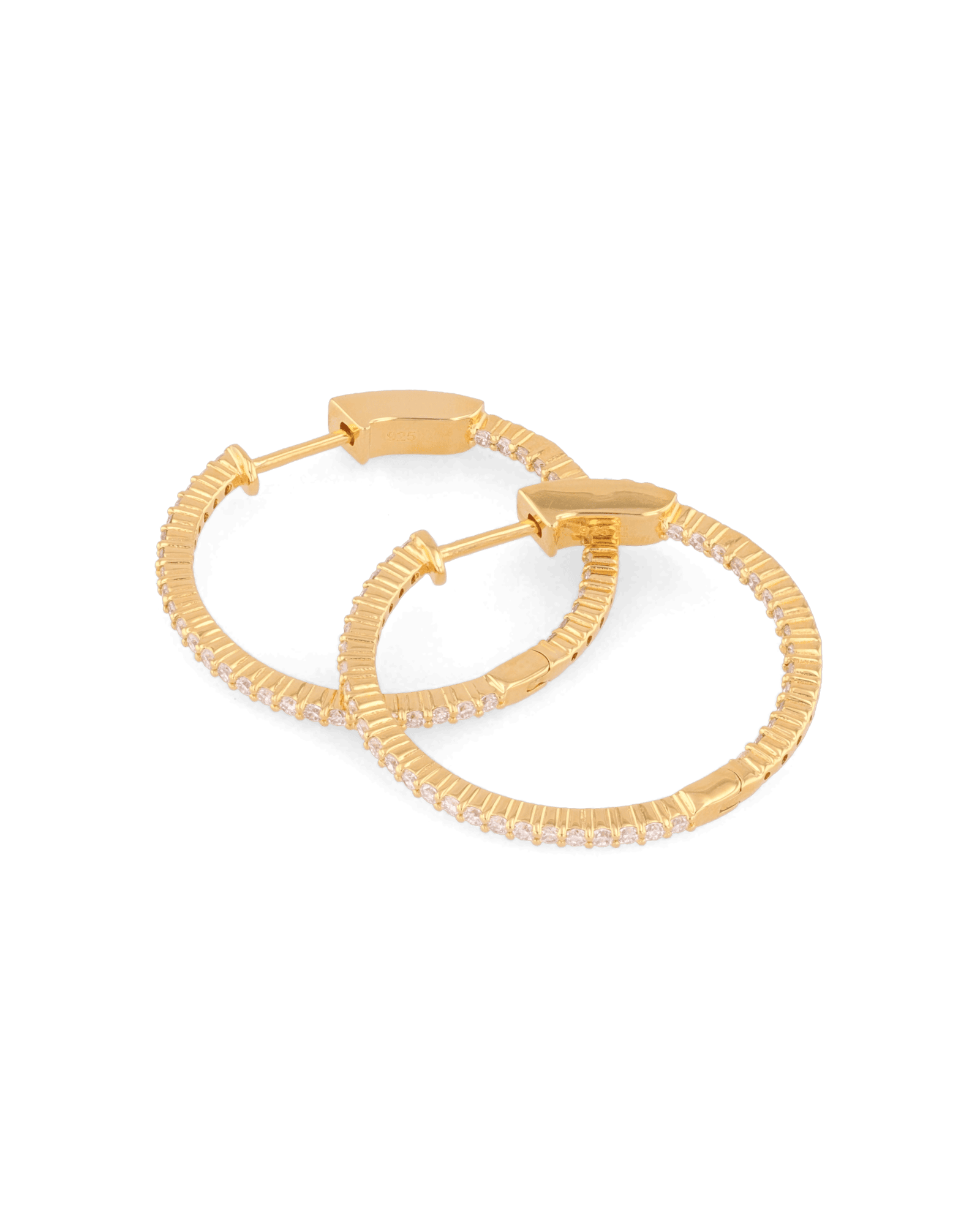 Monte Carlo Gold Diamond Hoop Earrings by Lavana 18k Gold Vermeil Pave Sparkling Lab Grown Diamonds