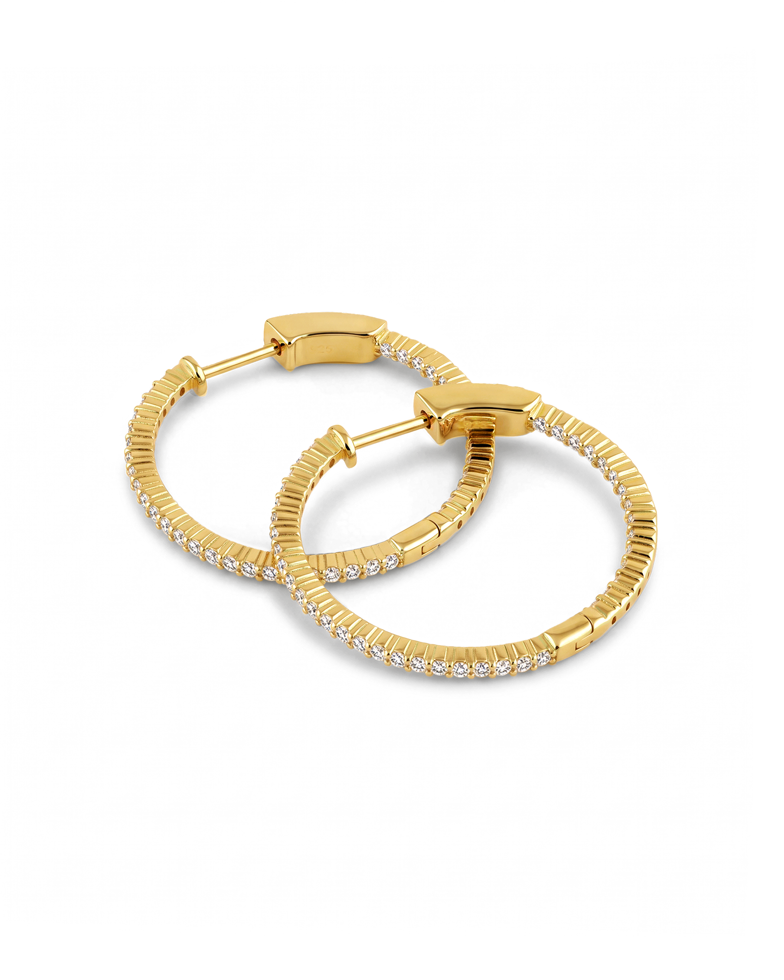 Monte Carlo Gold Diamond Hoop Earrings by Lavana 18k Gold Vermeil Pave Sparkling Lab Grown Diamonds