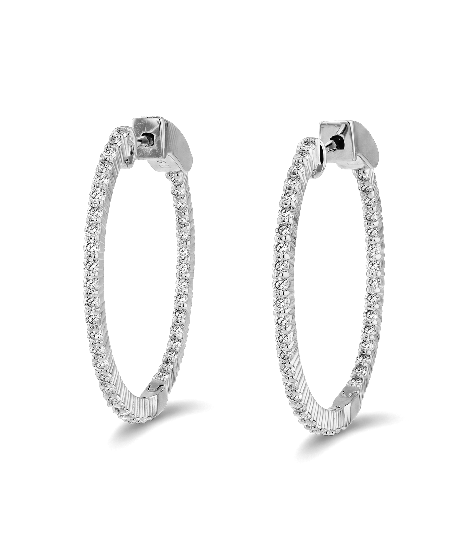 Monte Carlo Silver Diamond Hoop Earrings by Lavana 18k silver vermeil pave sparkling lab grown diamonds 1