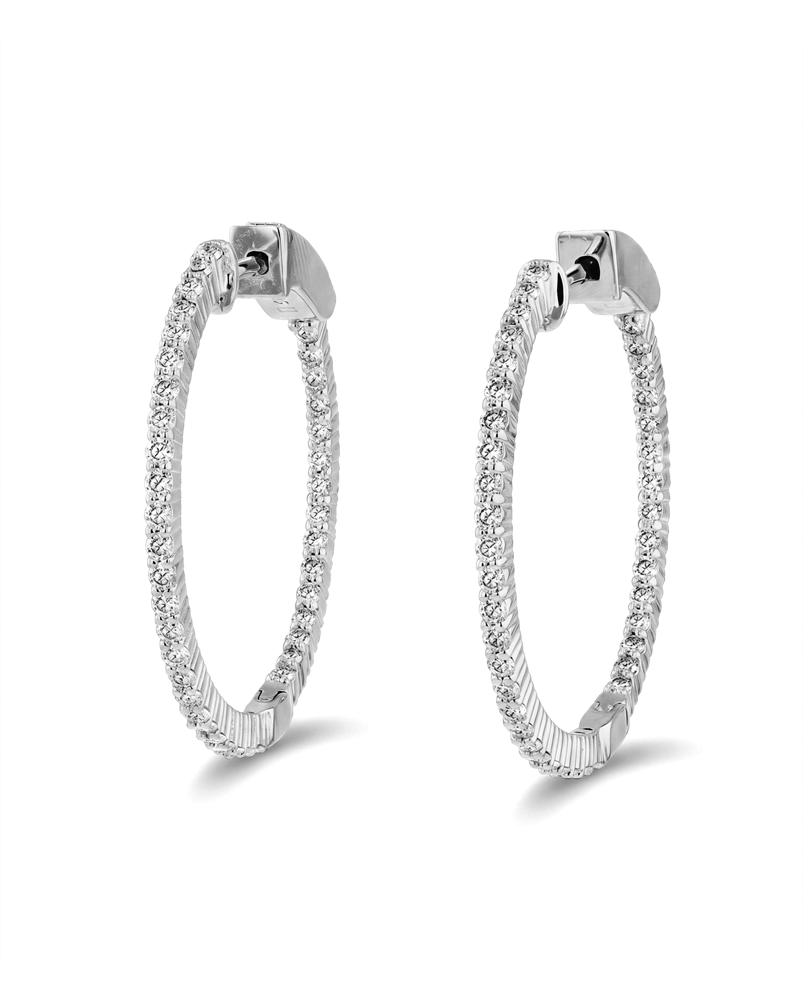 Monte Carlo Silver Diamond Hoop Earrings by Lavana 18k silver vermeil pave sparkling lab grown diamonds 1