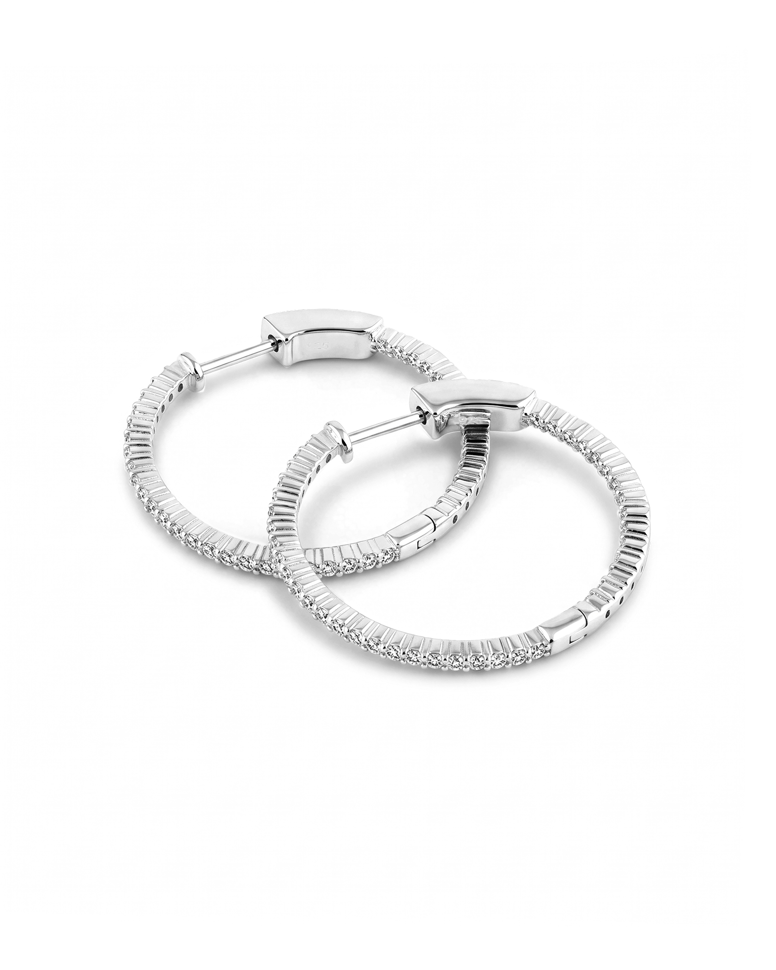Monte Carlo Silver Diamond Hoop Earrings by Lavana 18k silver vermeil pave sparkling lab grown diamonds 2