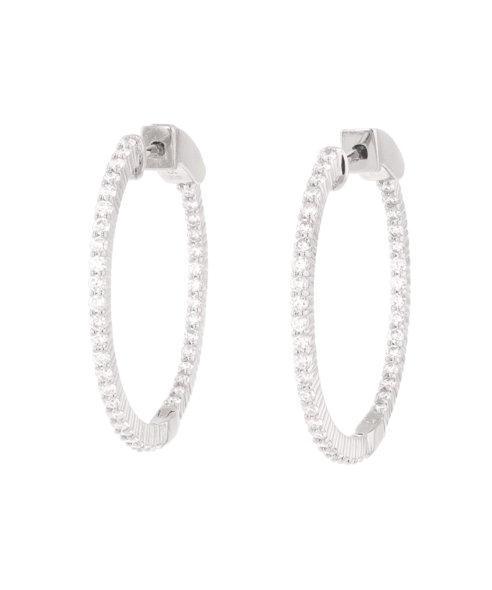 Monte Carlo Silver Diamond Hoop Earrings by Lavana Sterling Silver Pave Sparkling Lab Grown Diamonds