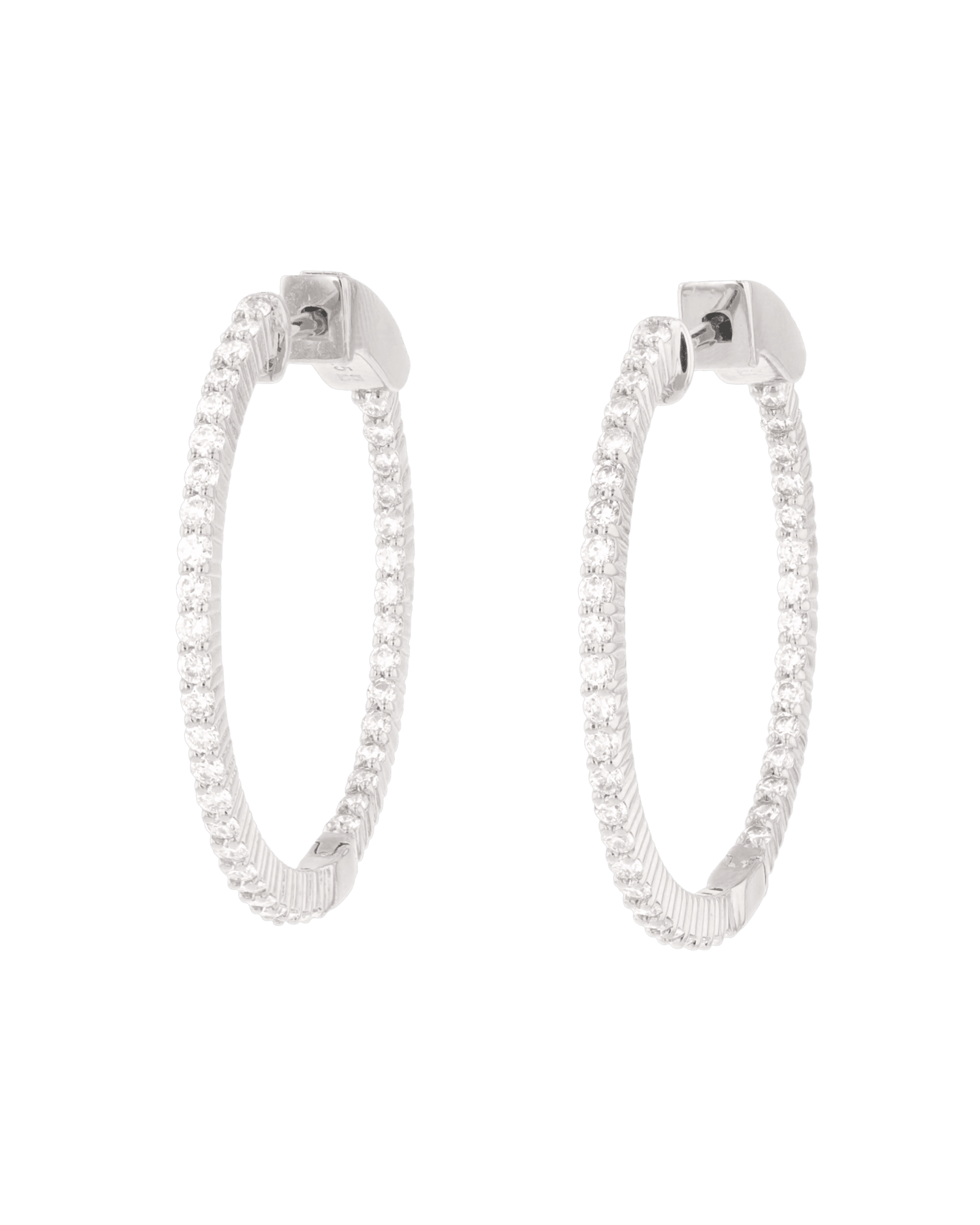 Monte Carlo Silver Diamond Hoop Earrings by Lavana Sterling Silver Pave Sparkling Lab Grown Diamonds