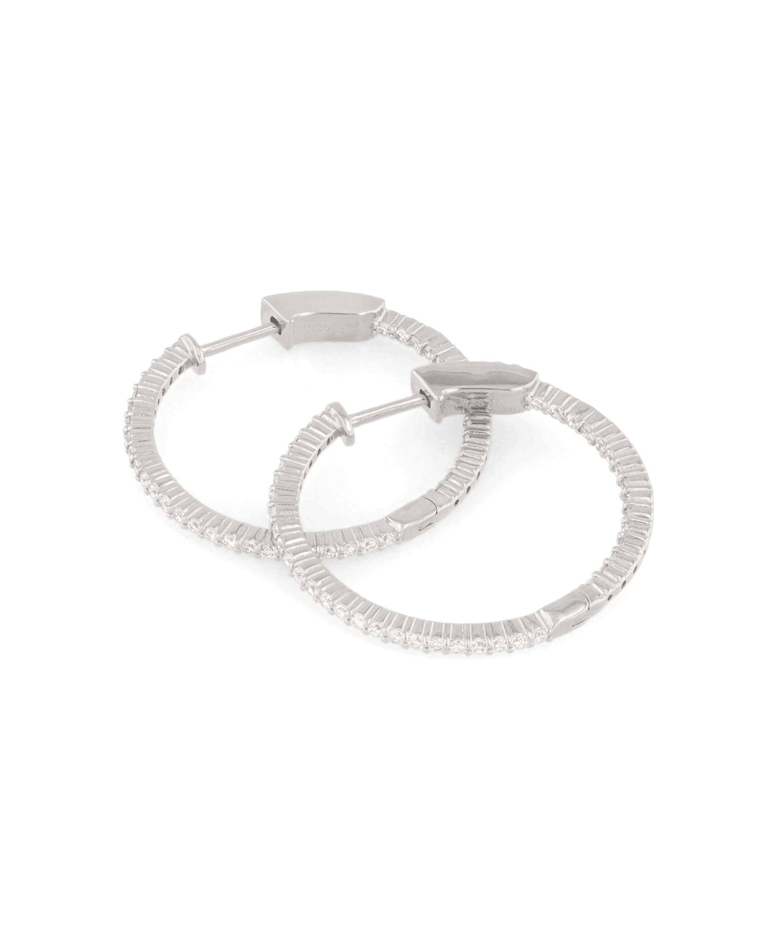 Monte Carlo Silver Diamond Hoop Earrings by Lavana Sterling Silver Pave Sparkling Lab Grown Diamonds