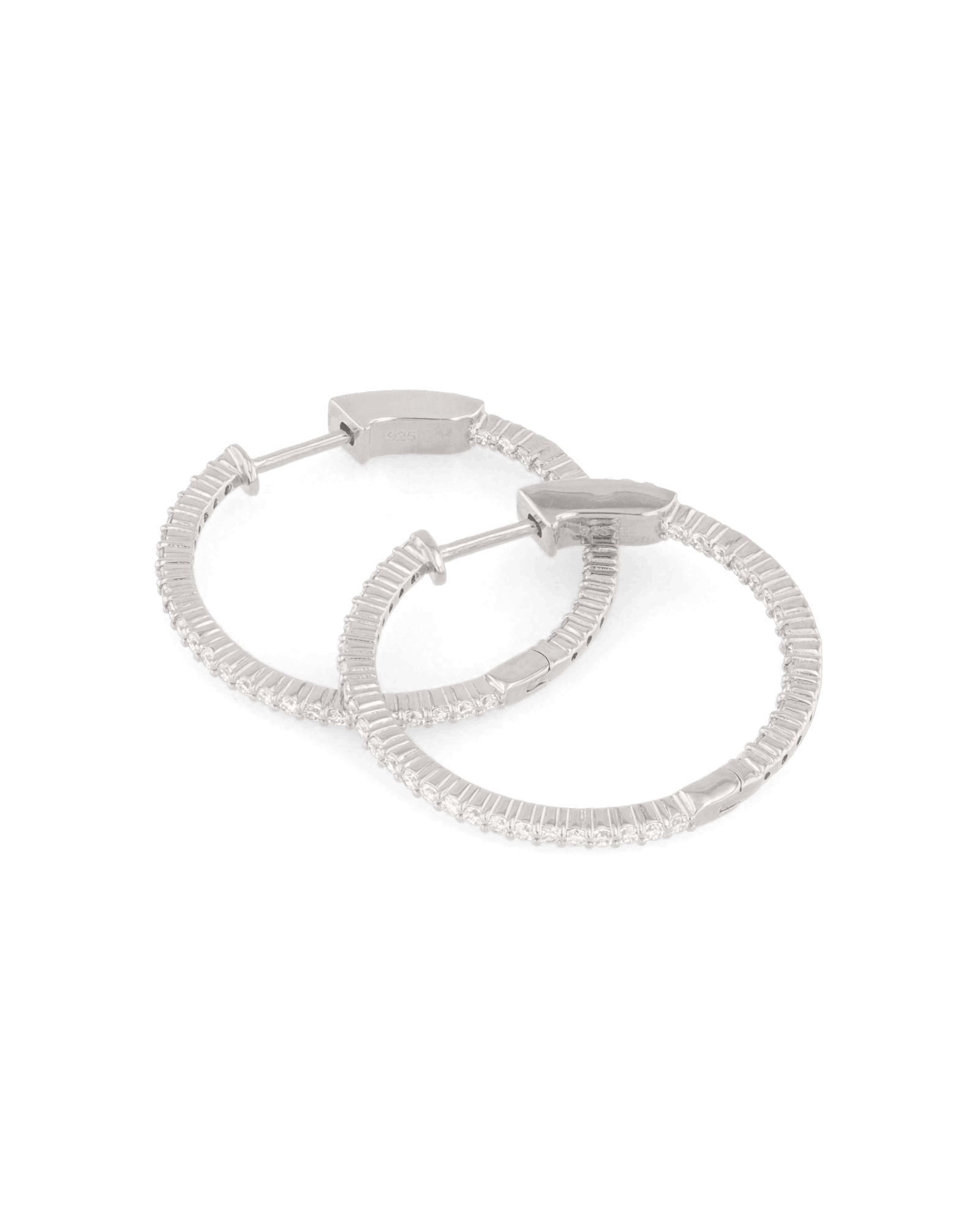 Monte Carlo Silver Diamond Hoop Earrings by Lavana Sterling Silver Pave Sparkling Lab Grown Diamonds