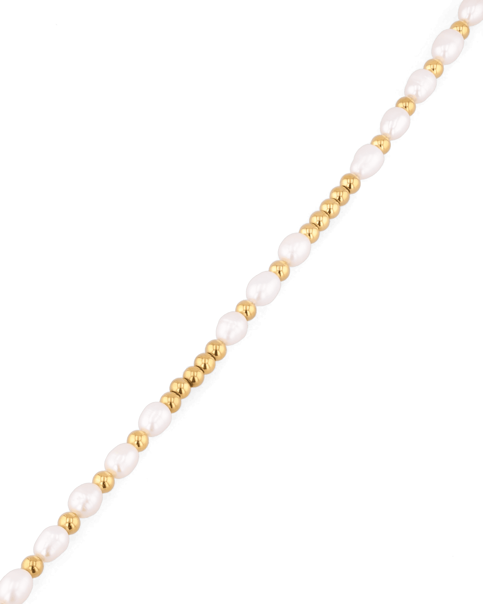 Moontide Gold Pearl Bracelet by Lavana with freshwater pearls, polished gold beads and extender chain