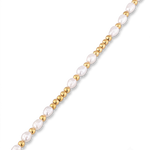 Moontide Gold Pearl Bracelet by Lavana with freshwater pearls, polished gold beads and extender chain