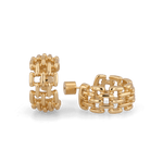 Multi Link Gold Hoop Earrings by LAVANA, wide chain link hoop design with polished finish