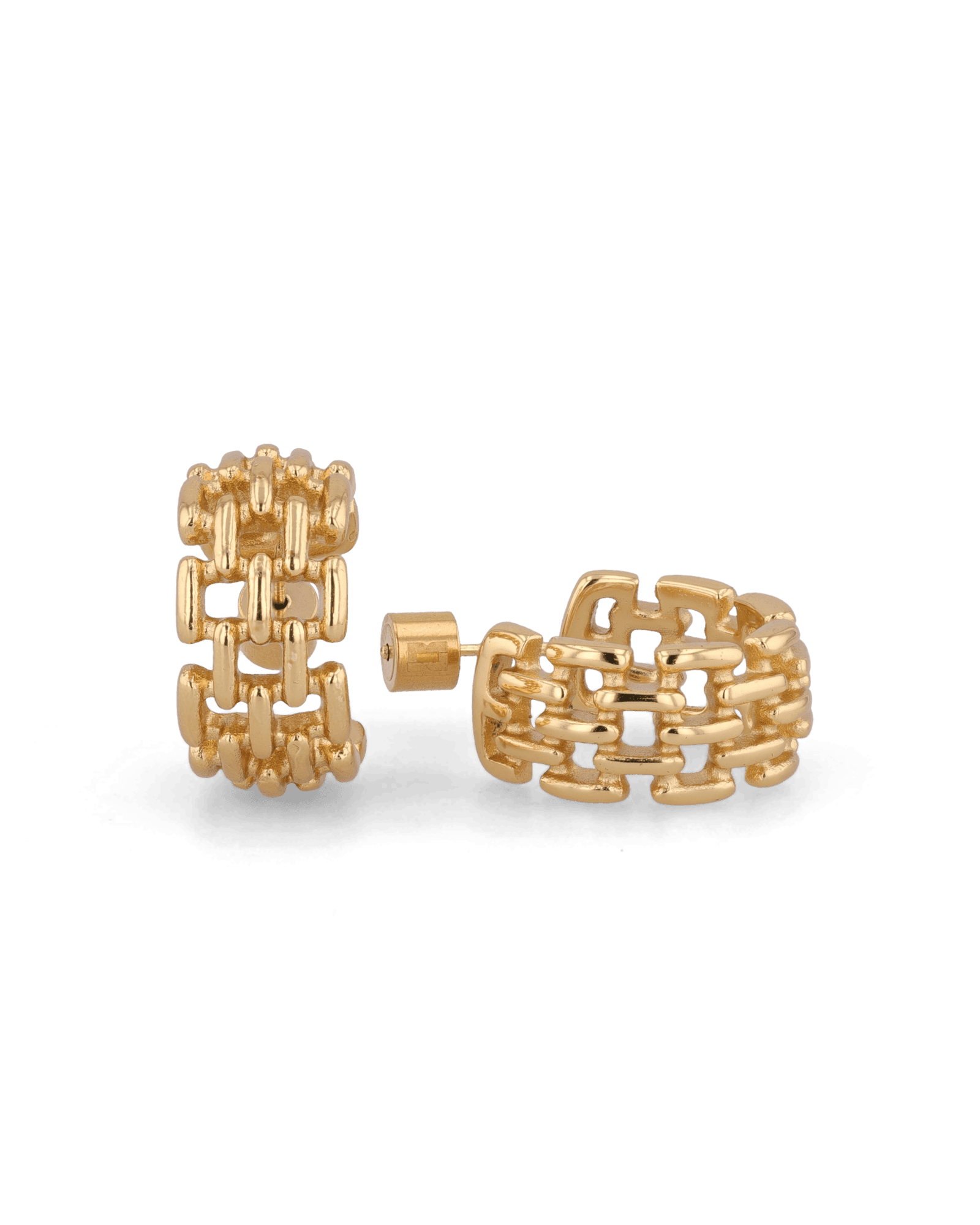 Multi Link Gold Hoop Earrings by LAVANA, wide chain link hoop design with polished finish