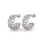 Multi Link Silver Hoop Earrings by LAVANA, wide chain link hoop design with polished finish