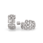 Multi Link Silver Hoop Earrings by LAVANA, wide chain link hoop design with polished finish