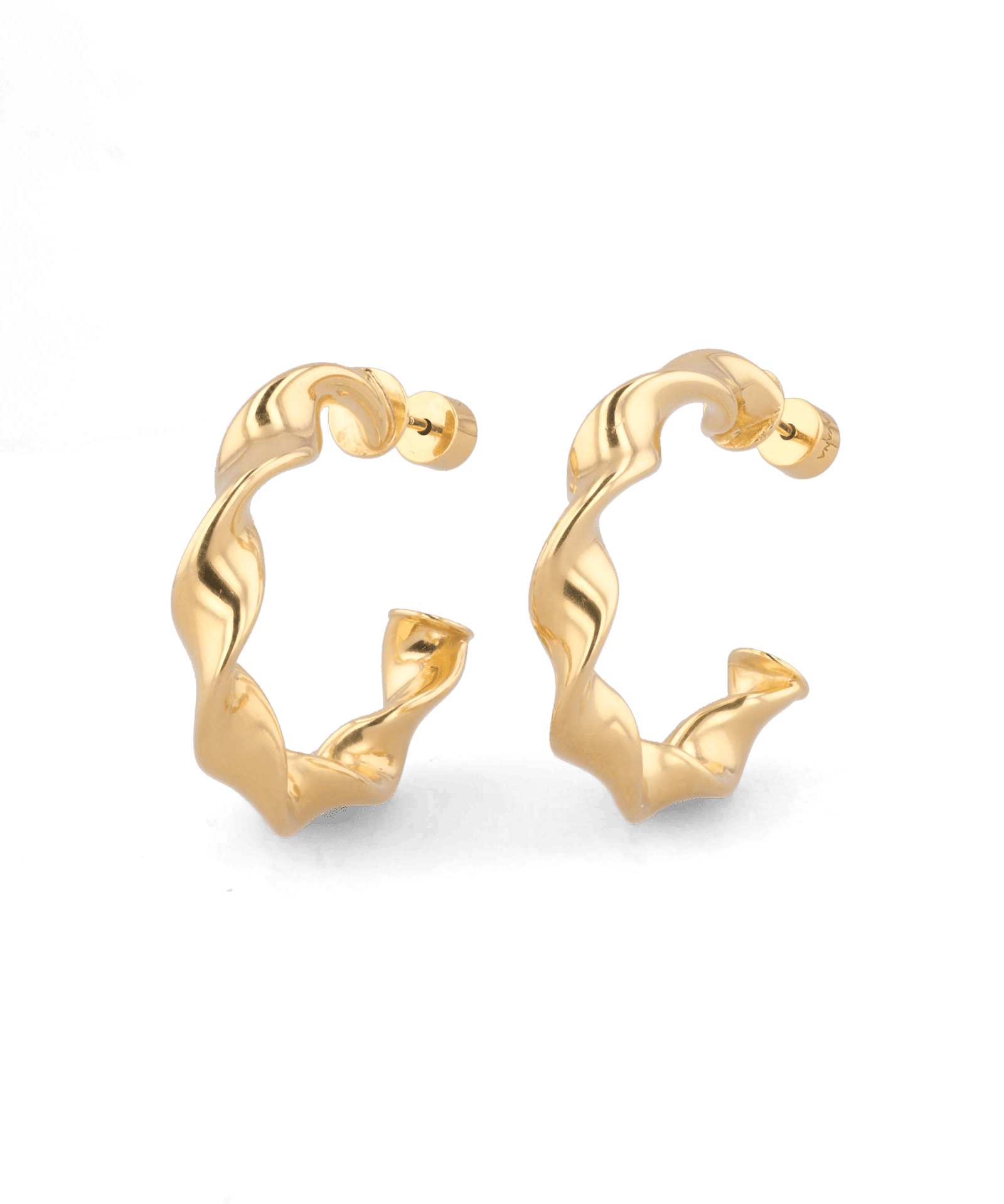 Muse Gold Hoop Earrings by Lavana, wide hoops with organic twist texture