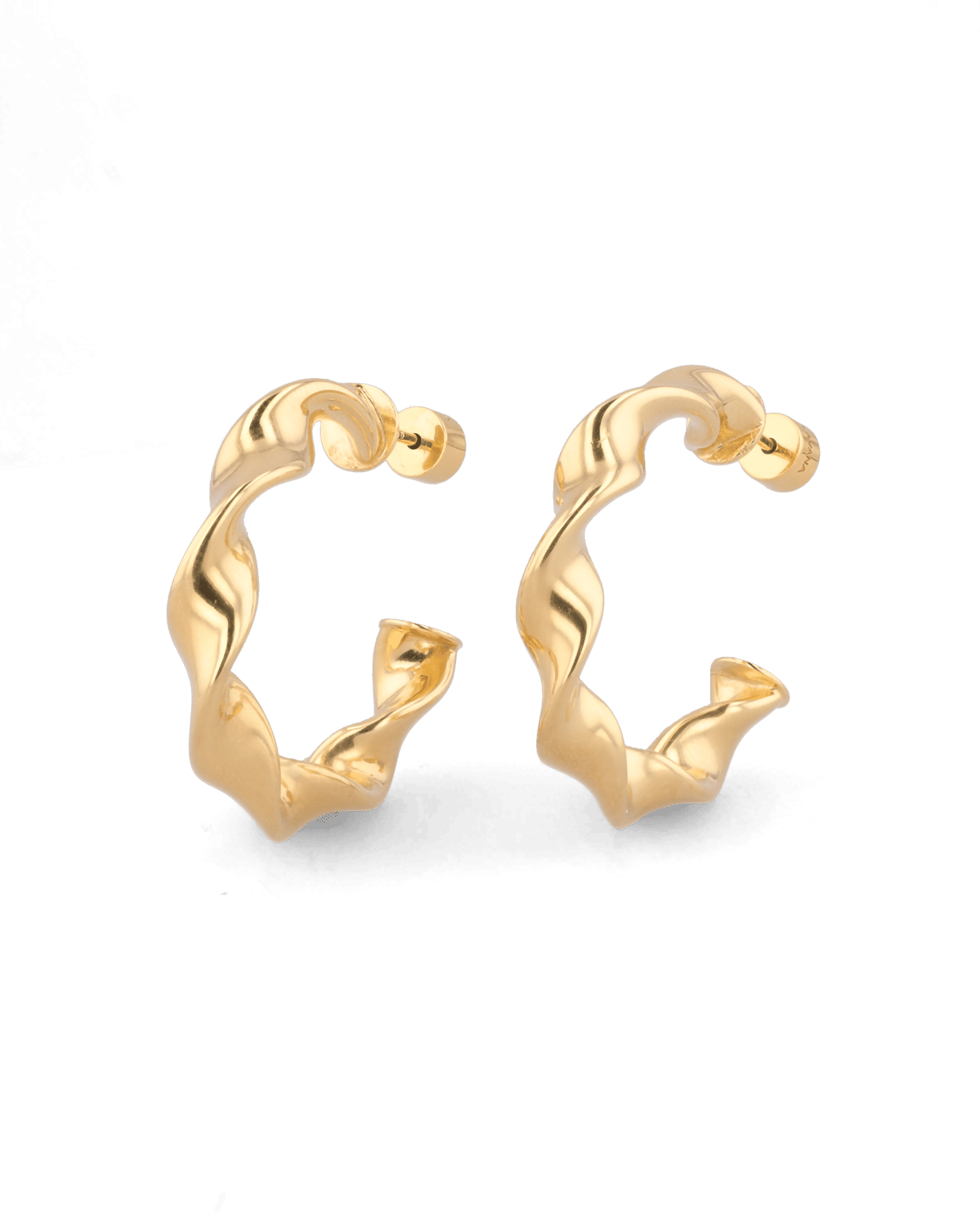 Muse Gold Hoop Earrings by Lavana, wide hoops with organic twist texture