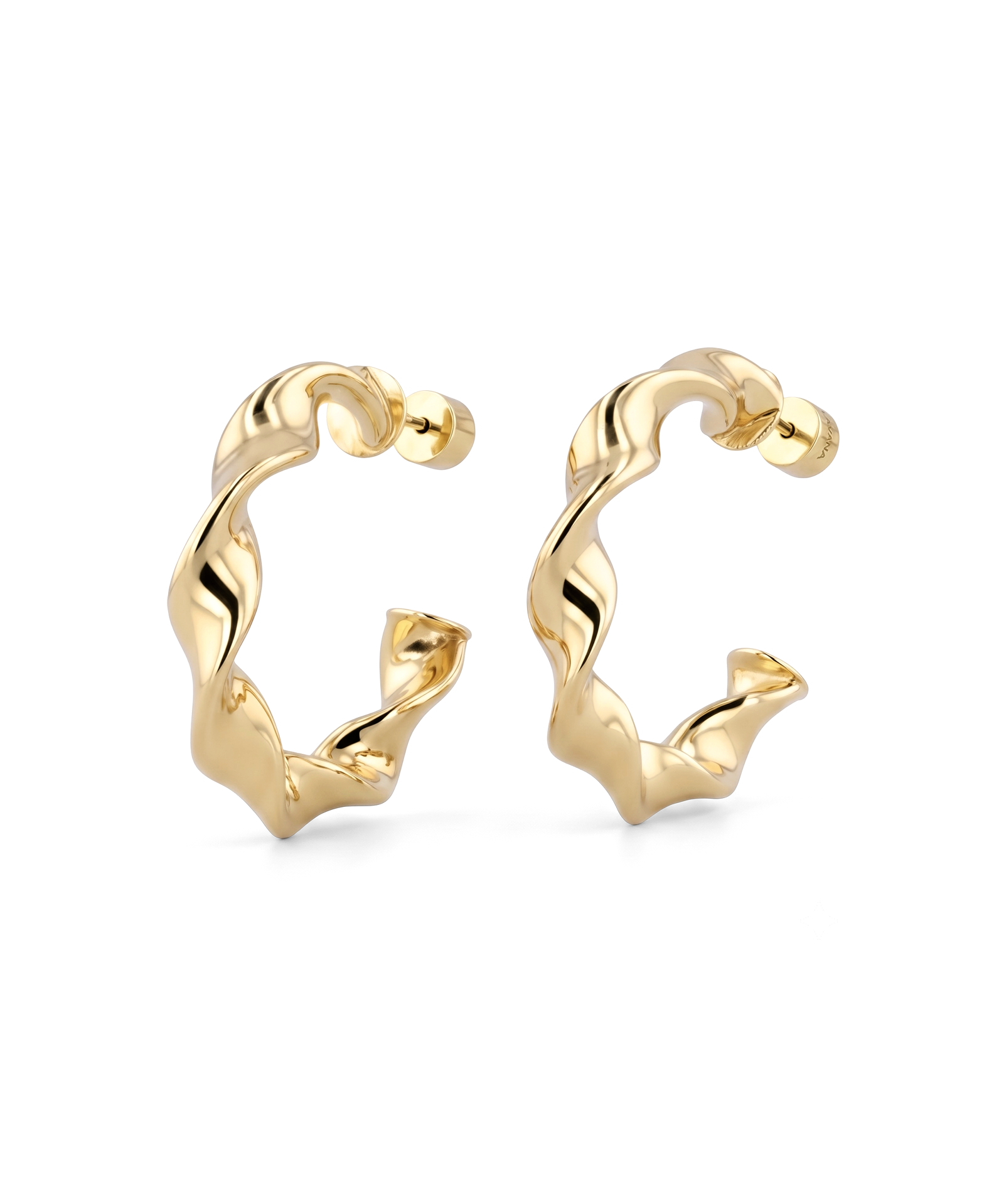 Muse Gold Hoop Earrings by Lavana, wide hoops with organic twist texture