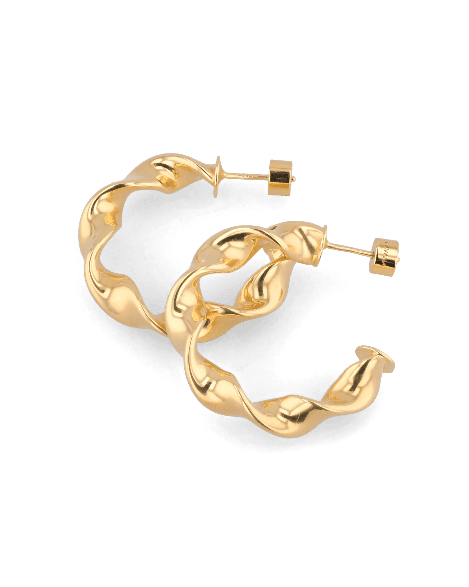 Muse Gold Hoop Earrings by Lavana, wide hoops with organic twist texture