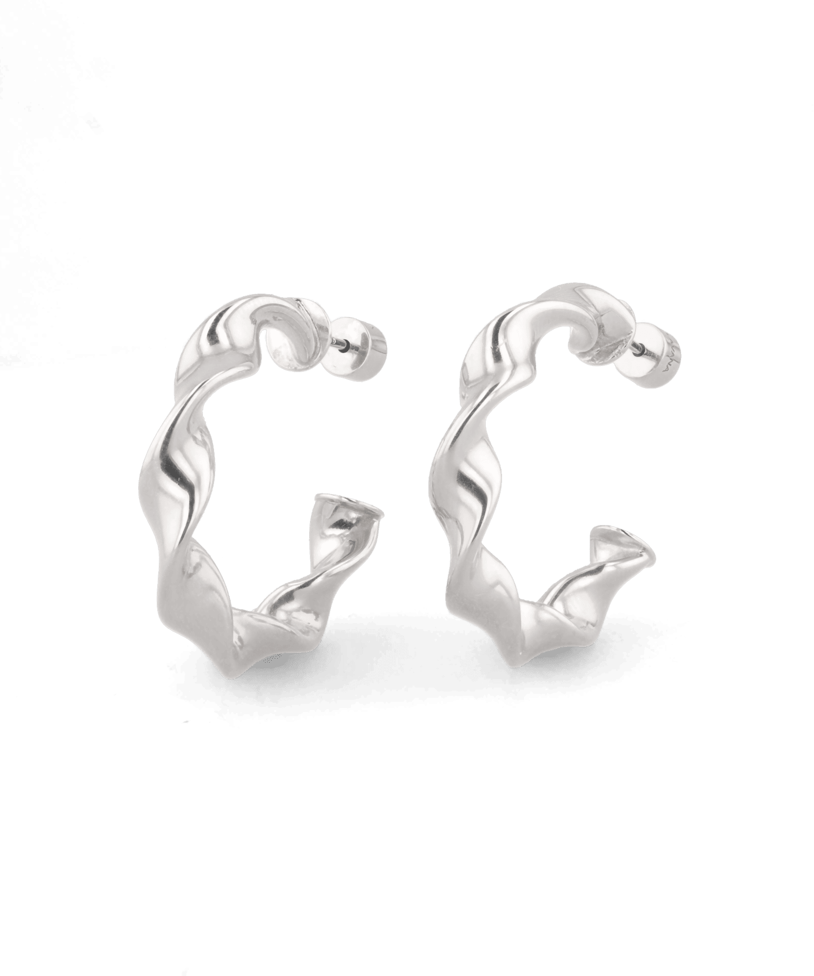 Muse Silver Hoop Earrings by Lavana, wide organic twist hoops with polished finish