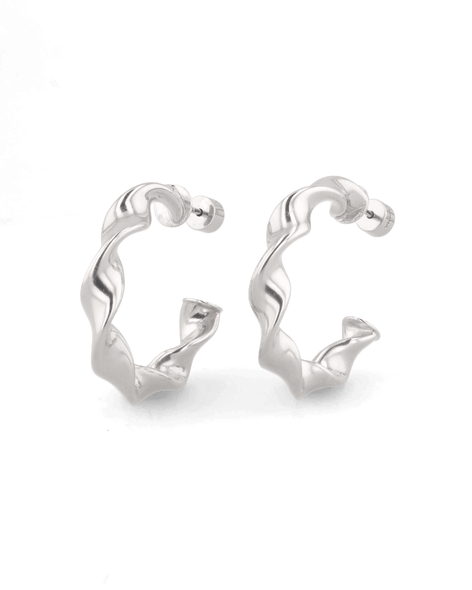 Muse Silver Hoop Earrings by Lavana, wide organic twist hoops with polished finish