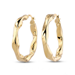 Musica Gold Hoop Earrings by Lavana, large round hoops with fluid twist movement