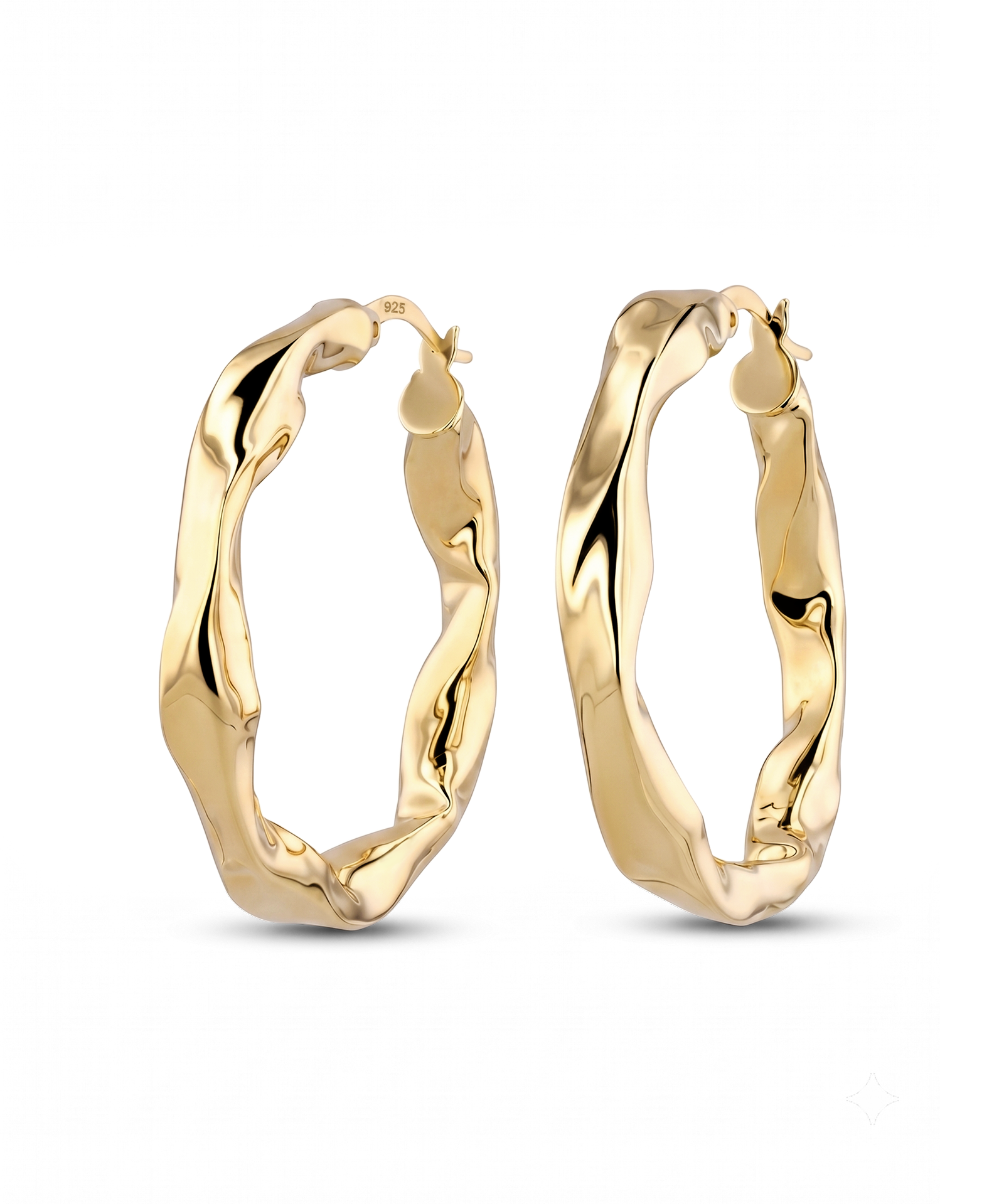 Musica Gold Hoop Earrings by Lavana, large round hoops with fluid twist movement