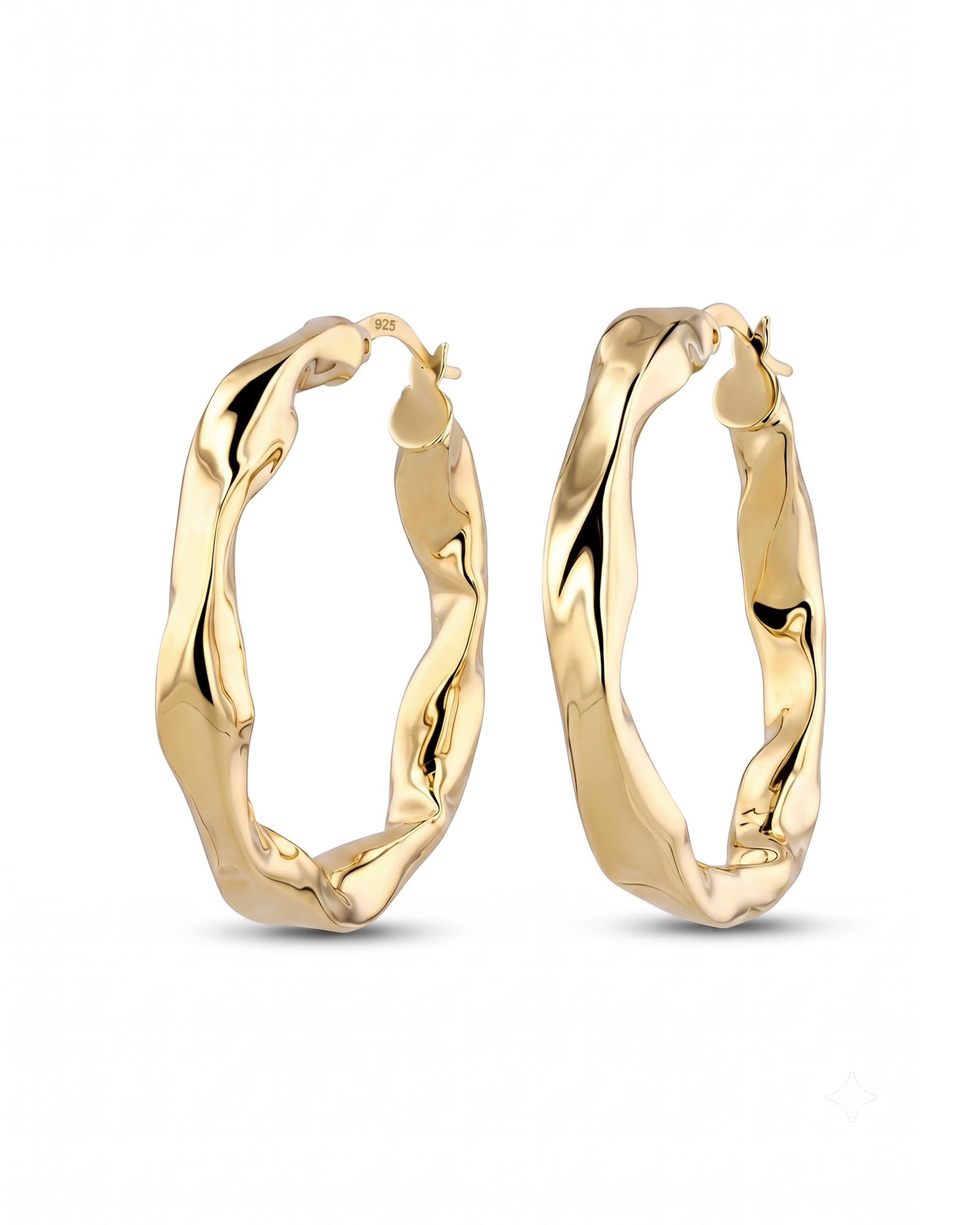 Musica Gold Hoop Earrings by Lavana, large round hoops with fluid twist movement