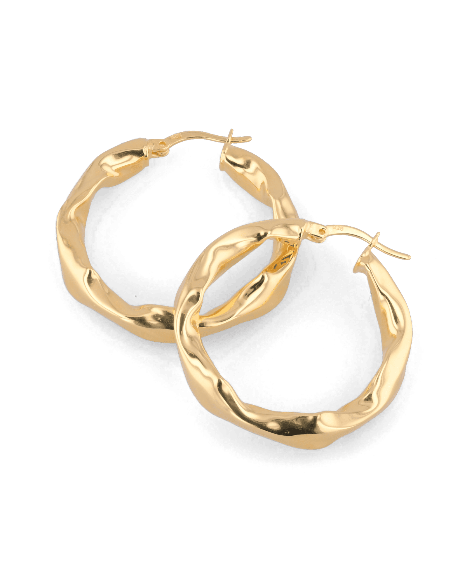 Musica Gold Hoop Earrings by Lavana, large round hoops with fluid twist movement