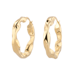 Musica Gold Hoop Earrings by Lavana, large round hoops with fluid twist movement