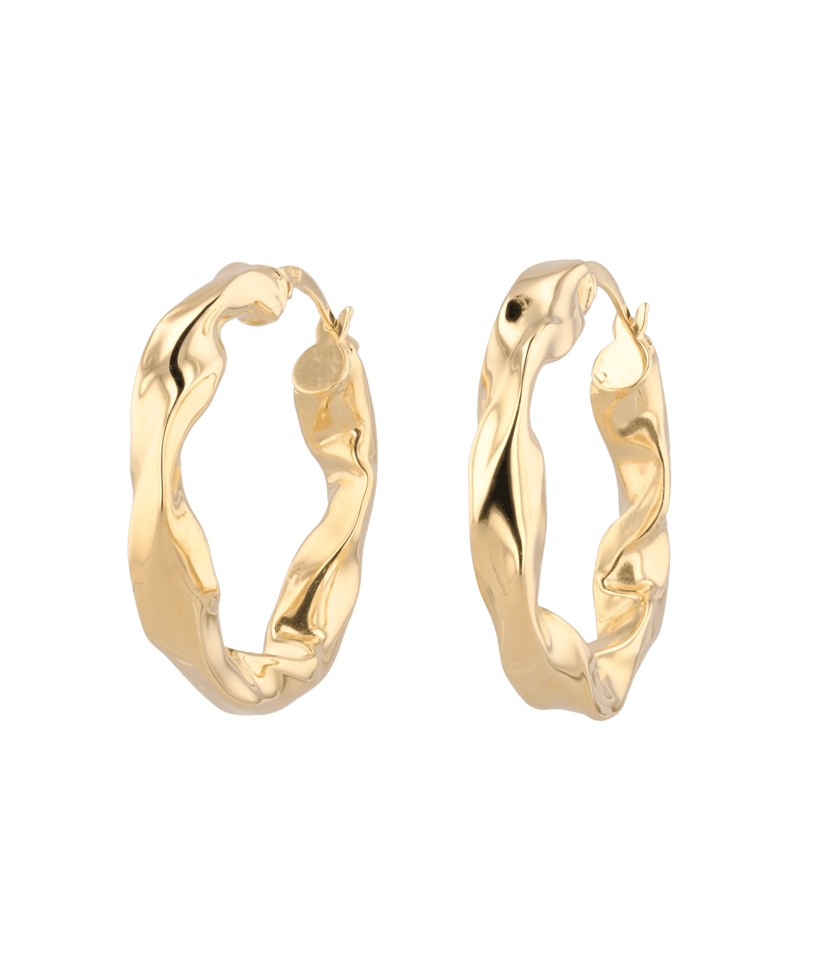 Musica Gold Hoop Earrings by Lavana, large round hoops with fluid twist movement
