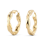 Musica Gold Hoop Earrings by Lavana, large round hoops with fluid twist movement