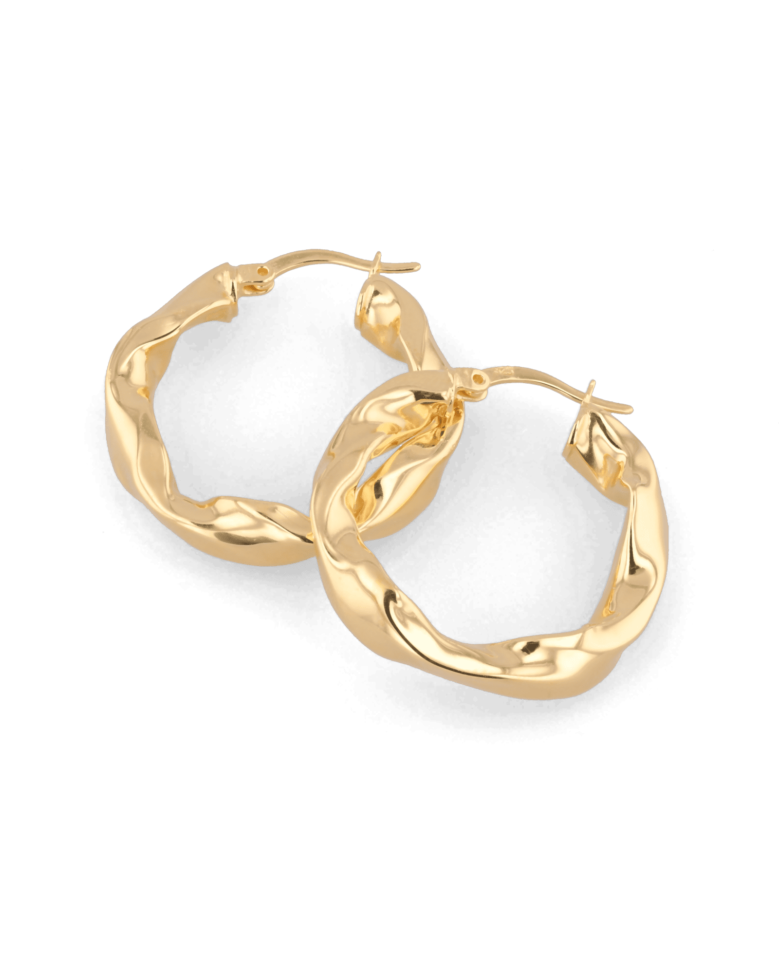 Musica Gold Hoop Earrings by Lavana, large round hoops with fluid twist movement