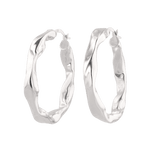 Musica Silver Hoop Earrings by Lavana, round hoops with fluid twist movement and cool gloss