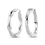 Musica Silver Hoop Earrings by Lavana, round hoops with fluid twist movement and cool gloss
