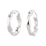 Musica Silver Hoop Earrings by Lavana, round hoops with fluid twist movement and cool gloss
