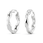 Musica Silver Hoop Earrings by Lavana, round hoops with fluid twist movement and cool gloss