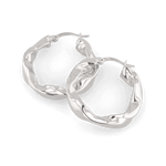 Musica Silver Hoop Earrings by Lavana, round hoops with fluid twist movement and cool gloss