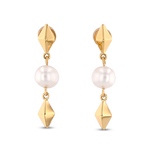 Mykonos Gold Pearl Earrings by LAVANA, freshwater pearl earrings with geometric drops