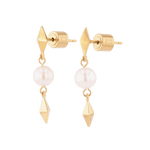 Mykonos Gold Pearl Earrings by LAVANA, freshwater pearl earrings with geometric drops