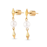 Mykonos Gold Pearl Earrings by LAVANA, freshwater pearl earrings with geometric drops