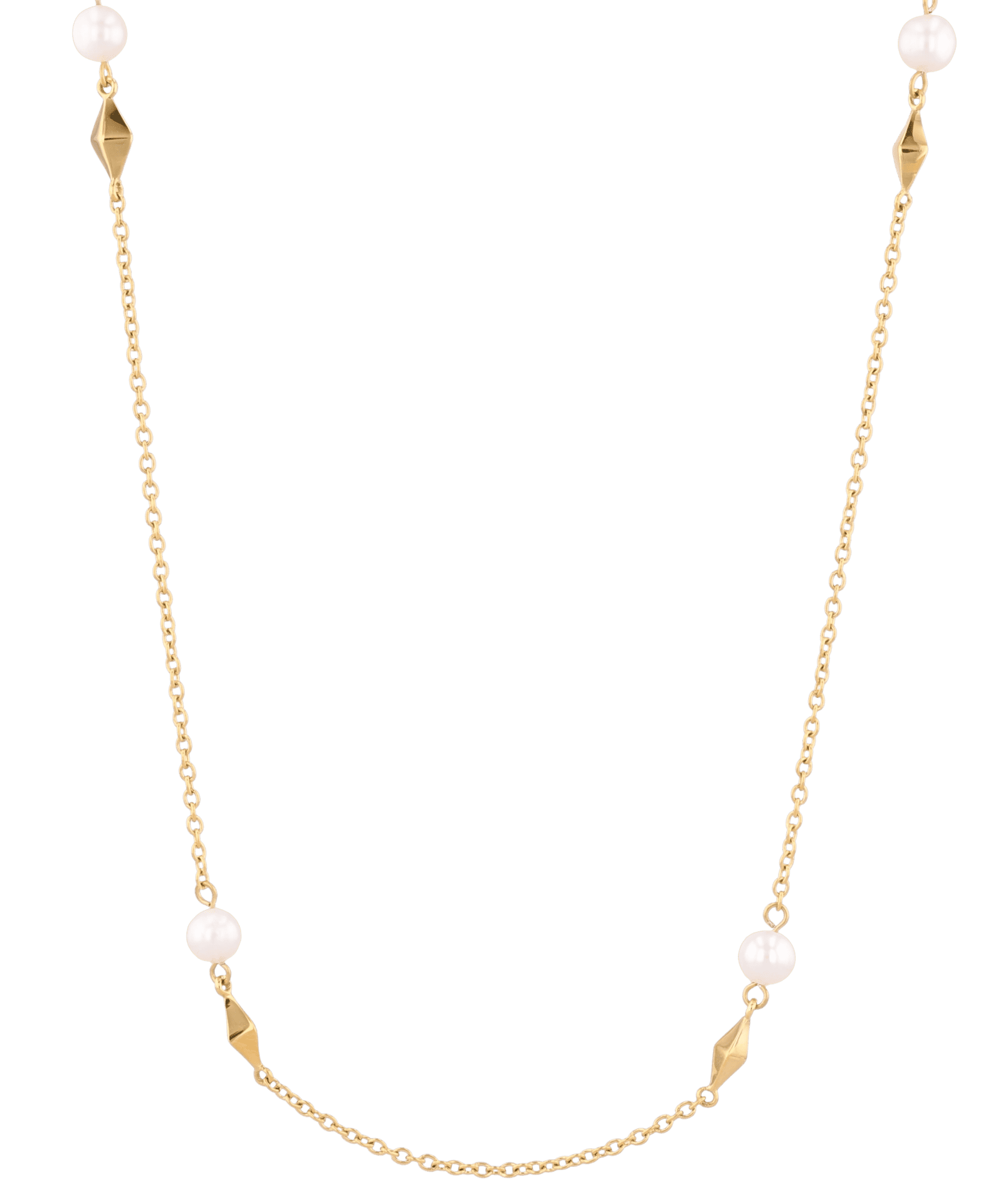 Mykonos Gold Pearl Necklace by LAVANA, freshwater pearl strand with geometric accents