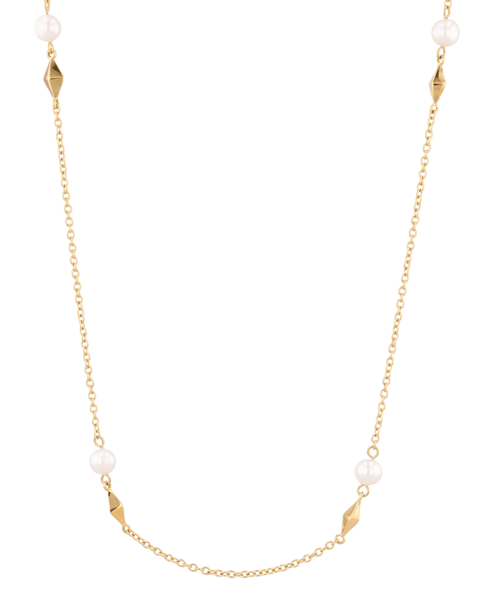 Mykonos Gold Pearl Necklace by LAVANA, freshwater pearl strand with geometric accents